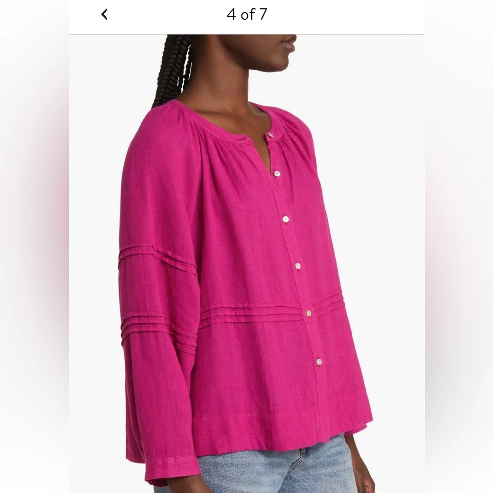 Rails fucsia linen blouse size L. EUC - Picture 2 of 8